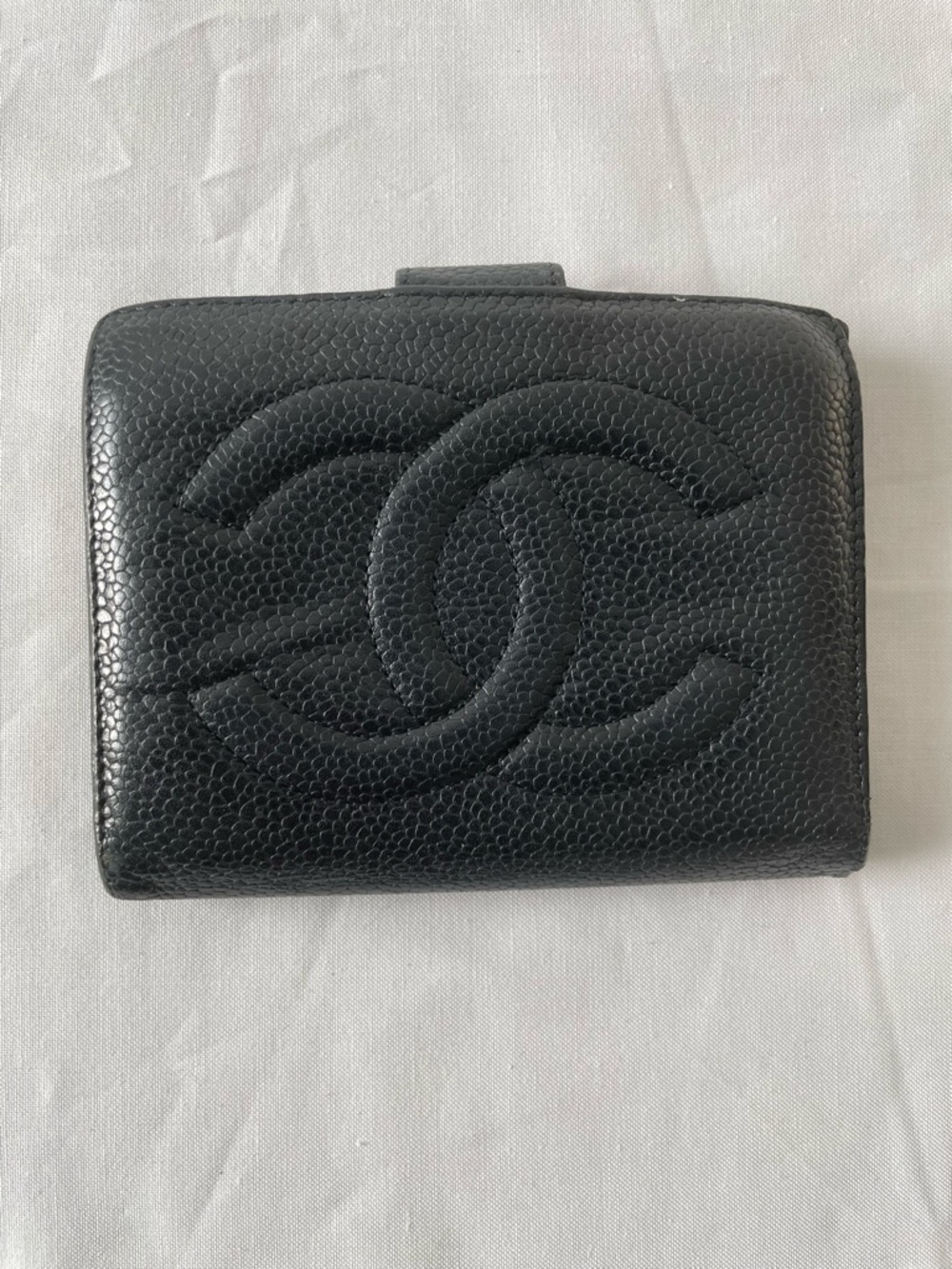 Chanel Vintage CC Caviar Leather Small Bifold Wallet